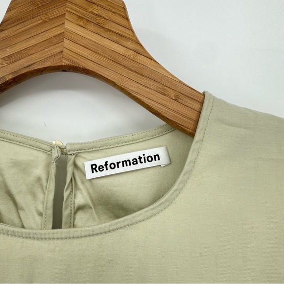 Reformation Beckett Tiered Mini Dress in Dried Herbs Size M - Picture 6 of 16